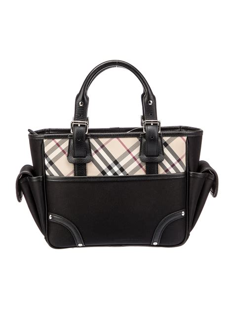 burberry london leather-trimmed nova check tote|burberry medium top handle tote.